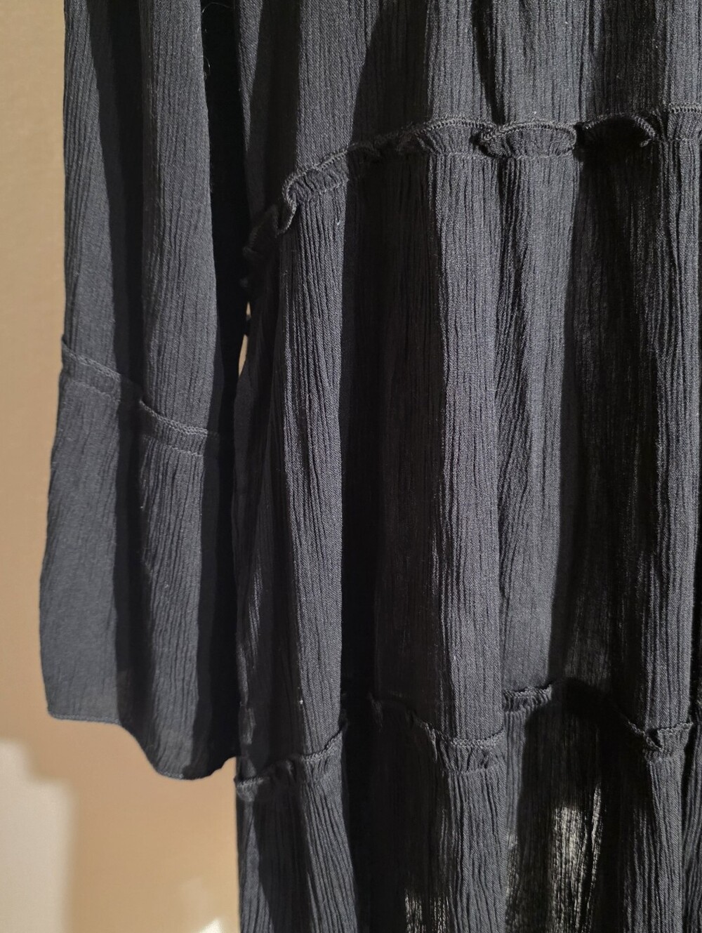 Sensea Black Tiered Babydoll Tunic Dress Size S NWT Boho Cottagecore - Picture 8 of 10